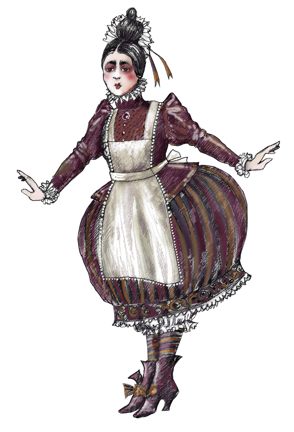 Boceto de Diseño de Vestuario, Berta – El Barbero de Sevilla