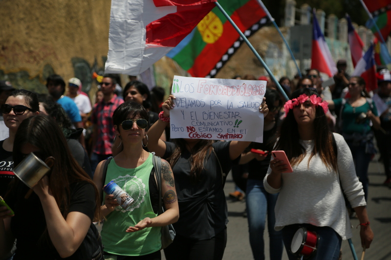 Marcha en Cartagena, cartel fonoaudiólogos