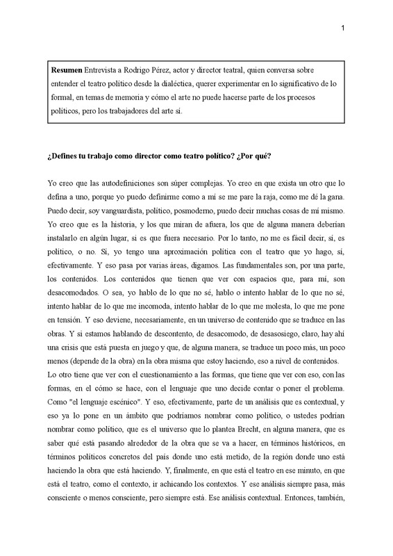 Entrevista a Rodrigo Pérez