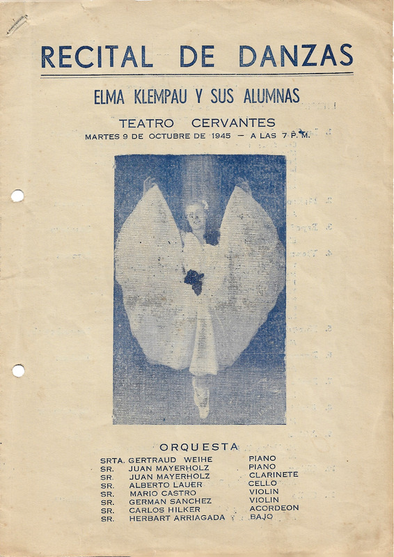 Programa Recital de Danzas Elma Klempau y sus alumnas