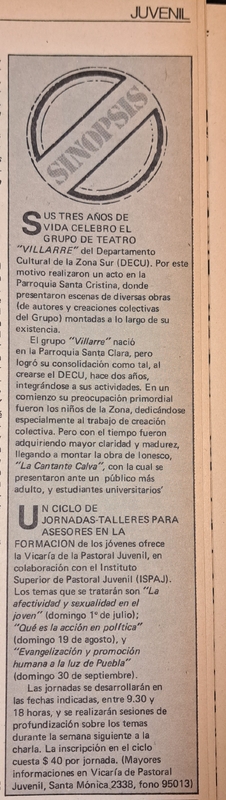 Nota de prensa tercer aniversario de Teatro Villarre