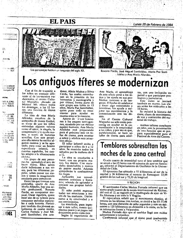 Recorte de prensa: "Los antiguos títeres se modernizan"