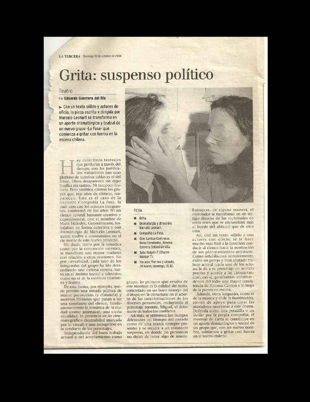 Recopilación de recortes de prensa sobre la obra Grita