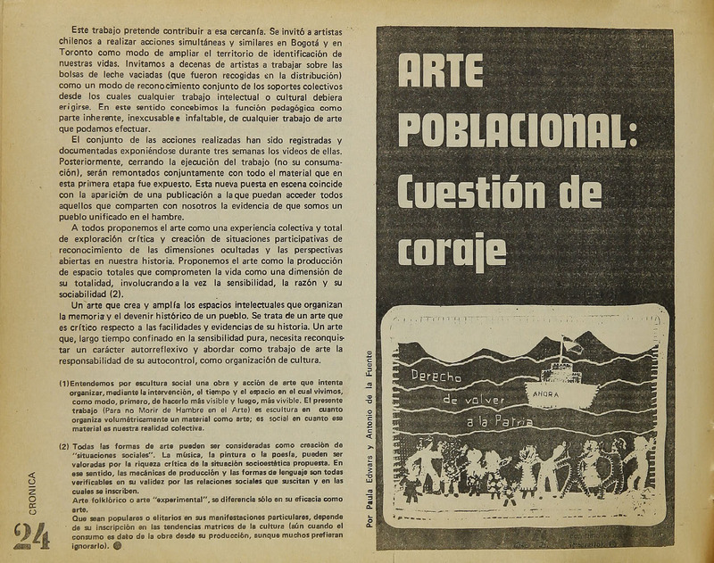 Arte poblacional: cuestión de coraje. Grupos de Teatro en poblaciones
