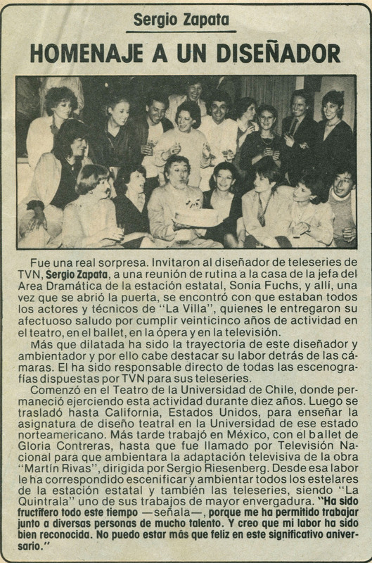 Nota de prensa de homenaje realizado a Sergio Zapata
