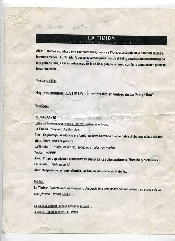 Guión de La Tímida (Radioteatro)