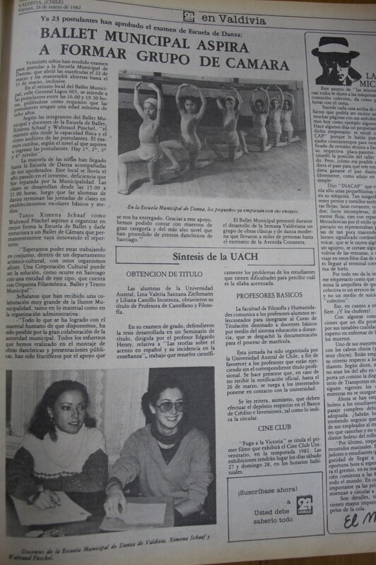Artículo de prensa "Ballet municipal aspira a formar grupo de cámara"
