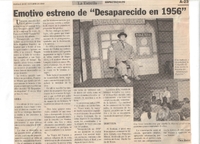Recorte de prensa: "Emotivo estreno de Desaparecido en 1956"