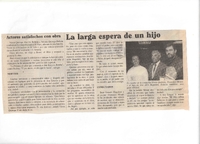 Recorte de prensa: "La larga espera de un hijo"