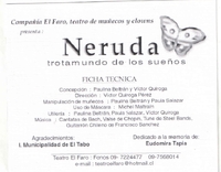 Invitación al estreno Neruda, Trotamundo de los sueños