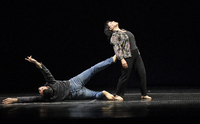 Cinco fotografías dúo de la coreografía "Gente"