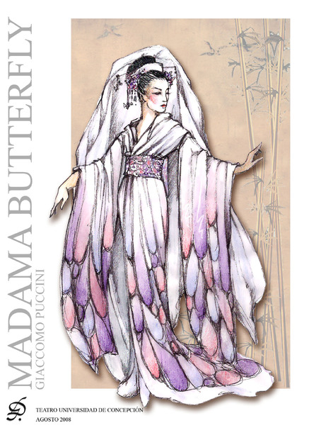 Boceto de Diseño de Vestuario, Cio-Cio-San — Madame Butterfly