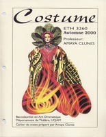 Portada del cuaderno de notas preparado por Amaya Clunes para el curso de vestuario, dictado en el bachiller de Artes dramáticas, de la Universidad de Québec de Montréal.
