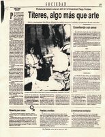 Recorte de prensa: "Títeres, algo más que arte"